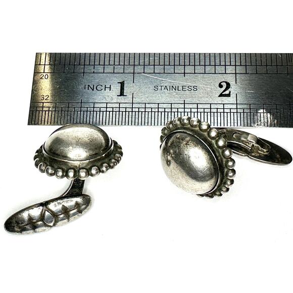 Georg Jensen Sterling Silver Cufflinks Large Round Design Denmark Vintage - Picture 3 of 10